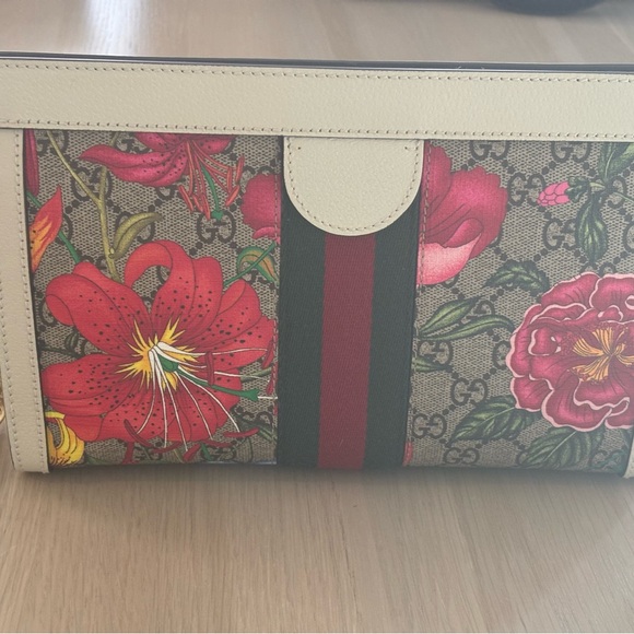 Gucci GG Supreme Monogram Flora Web Ophidia Chain Shoulder Bag White - Picture 5 of 10